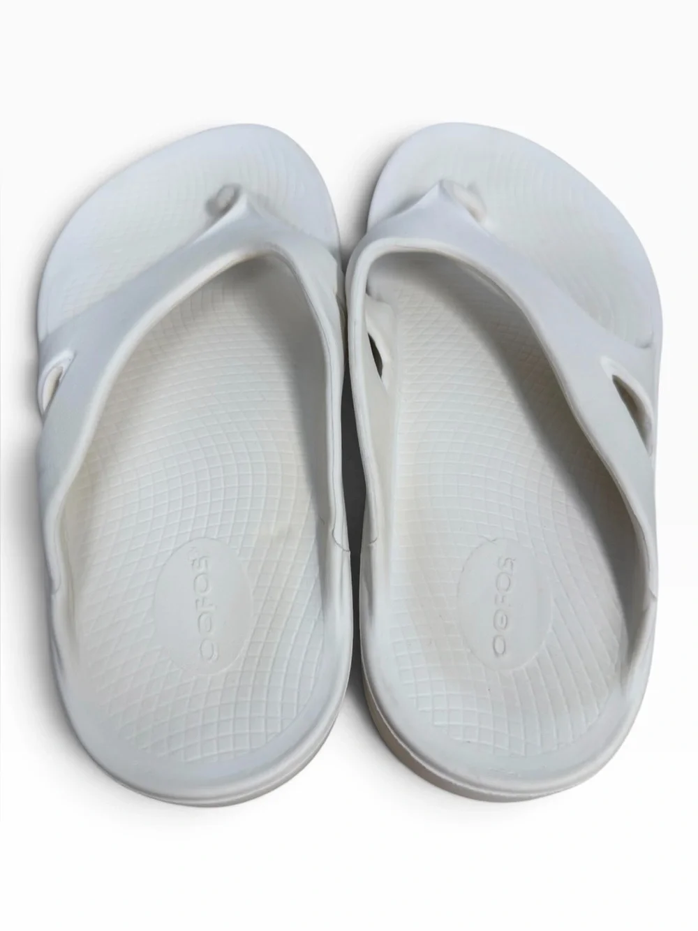 OOFOS OOriginal White Recovery Thong Sandals Cushion Comfort Mens 12 EU 45
